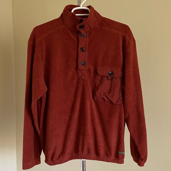 Gorpcore Rust Red 1/3 Button Fishing Utility Sweater Size Large - Picture 5 of 15